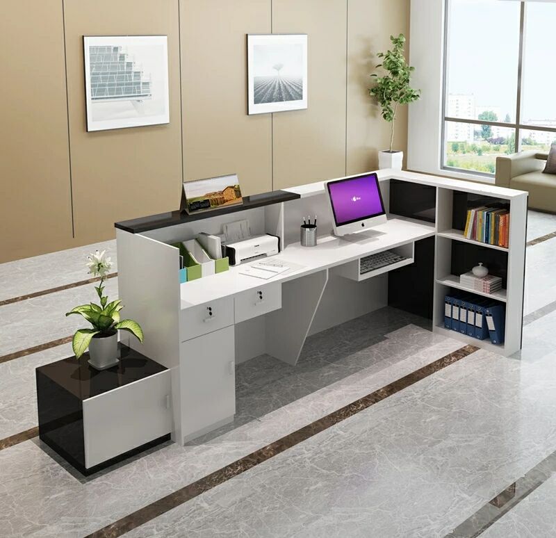Quầy lễ tân văn phòng lễ tân bàn nội thất văn phòng đơn giản hiện đại công ty thu ngân bàn tư vấn dịch vụ quầy bar chào mừng quầy - Nội thất siêu thị mua xe đẩy hàng