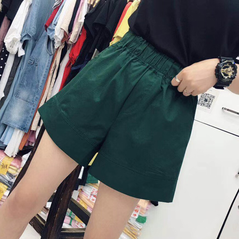 Quần short cạp cao 2019 mới mùa hè quần cũ nữ năm điểm in triều một từ bên ngoài mặc quần cạp cao cạp cao - Quần short quần tập gym nữ