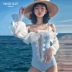 Fan hâm mộ cổ tích áo tắm nữ Hàn Quốc ins gió dài tay gợi cảm một mảnh giảm béo che bụng bikini 2019 áo tắm nóng xuân - Bộ đồ bơi One Piece