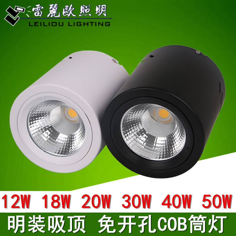 Min Fitting Cylinder Light Led Mall Suction Top Cob Showroom Engineering 20w 20w 30w 50w 50w Free Bore Black Round Spotlight
