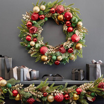 Christmas wreath 50 60 80CM door hanging rattan ring 2 7 meters rattan Christmas tree window Christmas decoration supplies