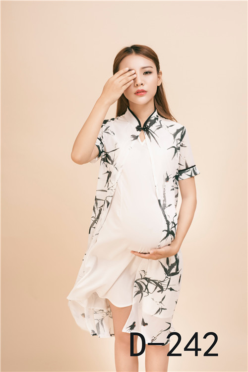 2018 Photo Studio quần áo thai sản dịch vụ ảnh Trung Quốc phong cách retro dress sườn xám mực sơn đột quỵ mang thai mẹ ảnh quần áo