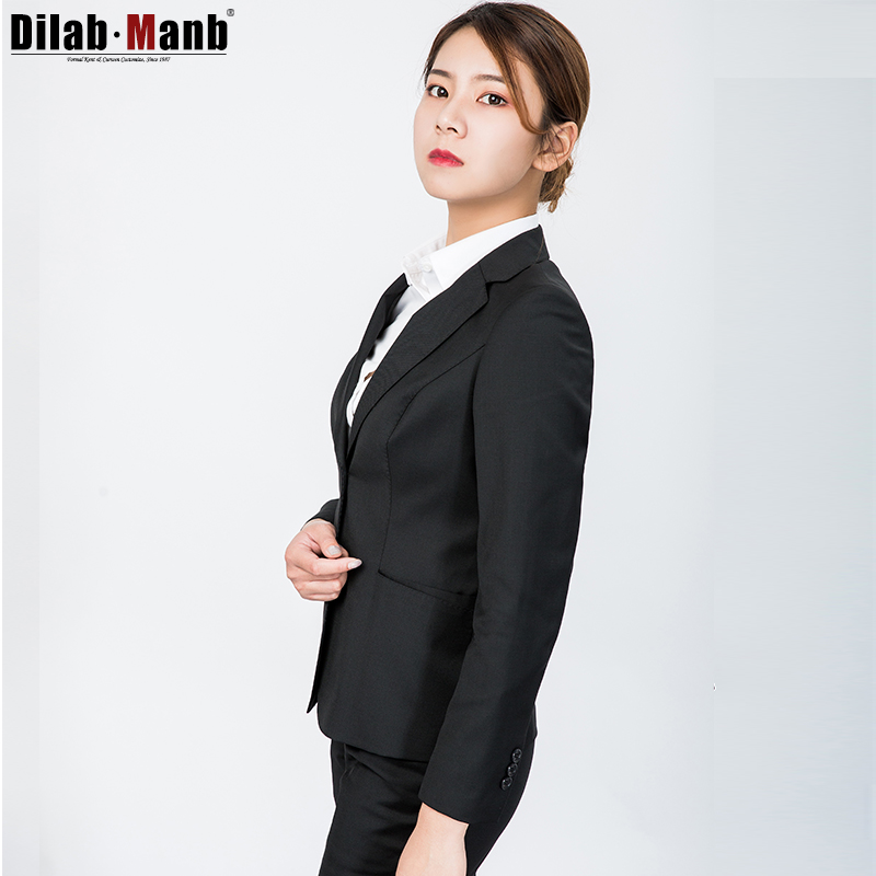 Dimeng suit suit female black wool spring and autumn formal suit female suit interview temperament slim OL overalls