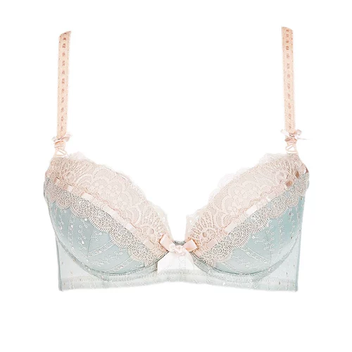 爱恋伊 Сексуальное нижнее белье, бюстгальтер пуш-ап, розовый кружевной подростковый бюстгальтер, тонкий бюстгалтер, французский стиль