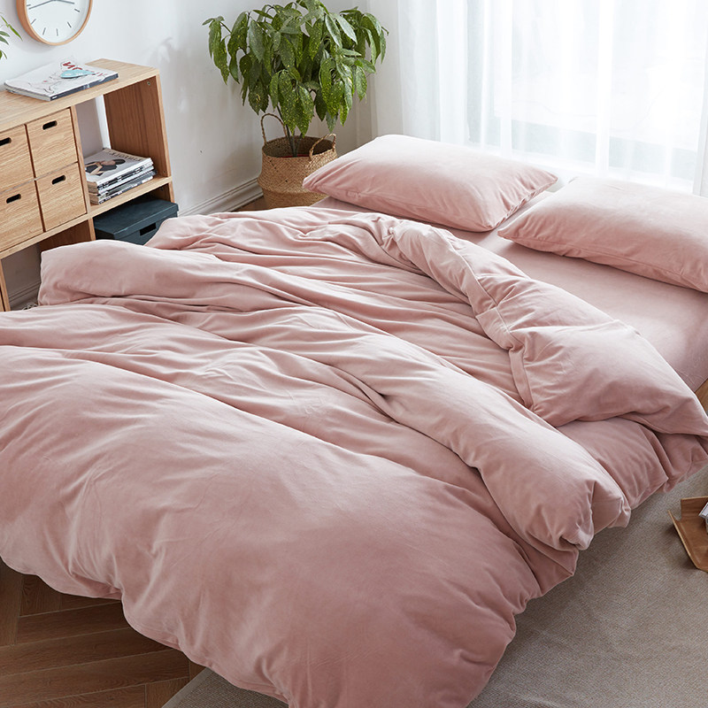 Velvet four sets of ultra soft short plush double face suede pure colour fallé linen linen winter coral suede four pieces