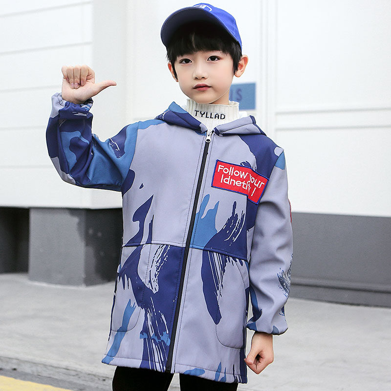 Autumn/Winter Long Sleeve Kids Waterproof Blouse Boys Down Jacket Plus Down Jacket Student Drawing Apron Baby Meal Jacket