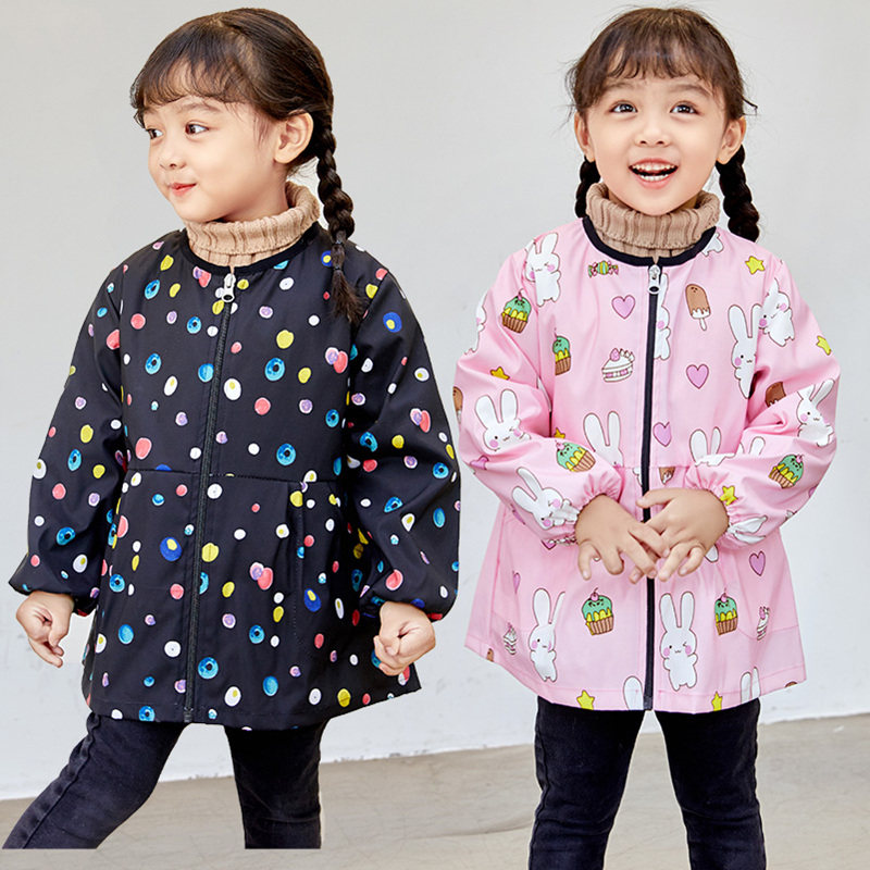 Girls overcoat long sleeve waterproof princess Korean version of down jacket overcoat overcoat children anti-dirty painting apron winter