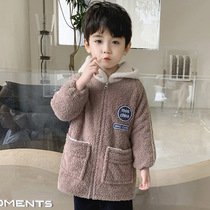 Baby Winter plush down jacket boy long sleeve zipper jacket baby baby gas cover shirt