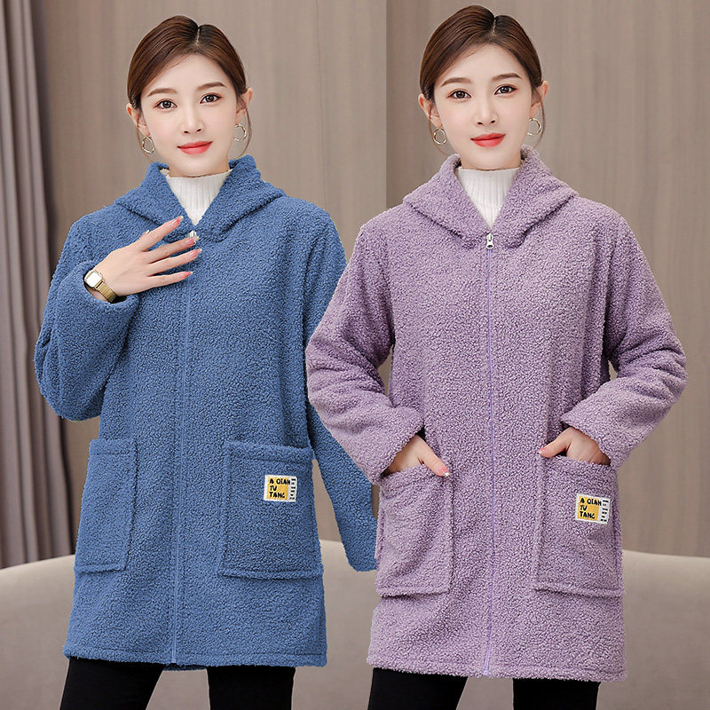 Adult Teddy Fluff Lady Down Wears plus thick sleeve shirt Workwear Apron Winter