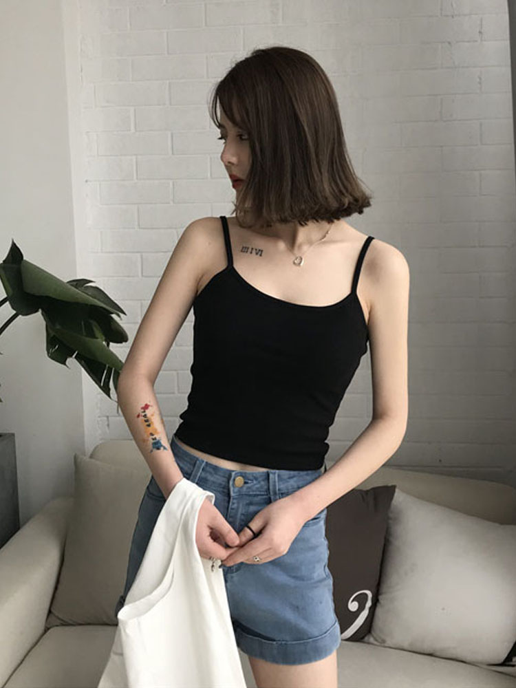 White small camisole female hot girls wear strapless jacket summer 2021 new net red back clothes