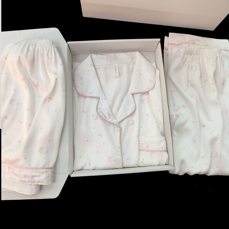 Summer Three-Piece Ice Silk Pajamas for Women, Short-Sleeved Long Pants, Cool Feeling, 2026 New Style, Thin Silk Shorts, Loungewear