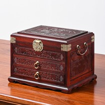Mahogany jewelry box new rosewood solid wood hand jewelry storage box high-end jewelry box wedding Chinese dowry box large size