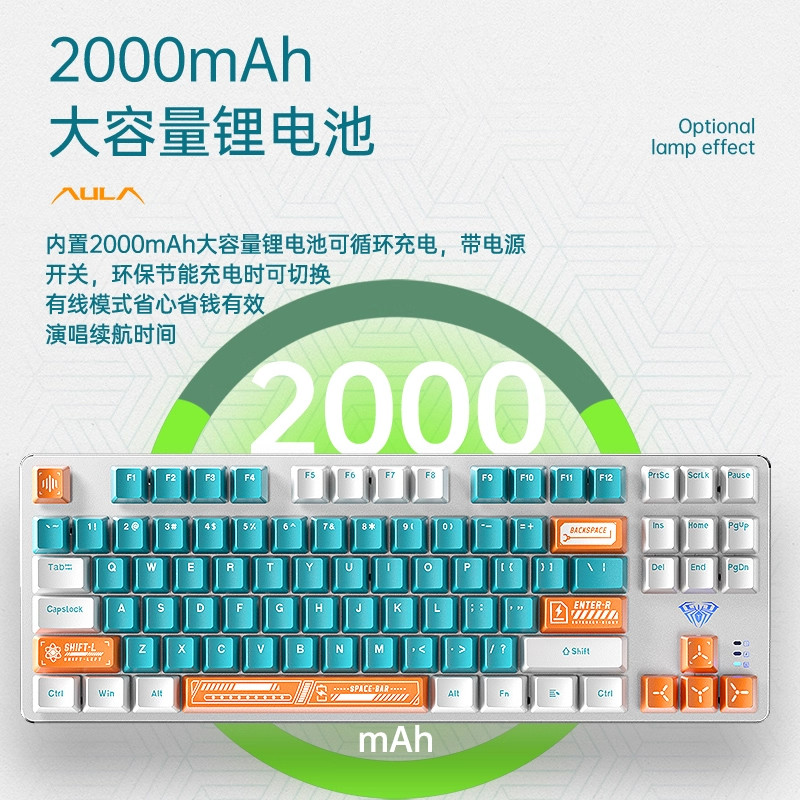 Wolf Spider 87-Key Wireless Three-Mode Mechanical Keyboard F3287/F3387 Is Dedicated for E-Sports Games, Office Computers and Desktops