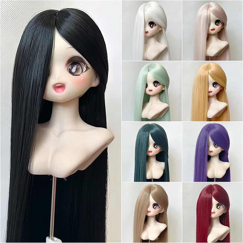 Yale Bjd Wig High-Temperature Fiber Middle-Part Bangs Various Colors Long Straight Hair 3/4 Parting Direct Sale