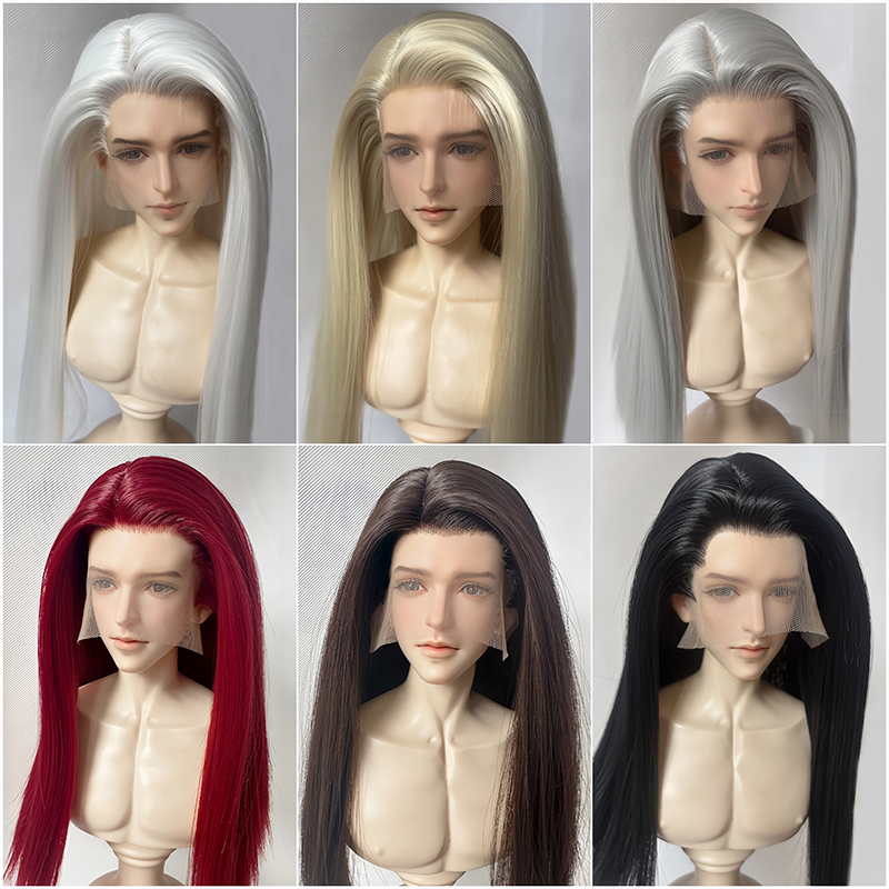 Yale Bjd Wig High-Temperature Fiber Medium-Long Arc Three-Point Right-Parted Hair Modification Blank Wig