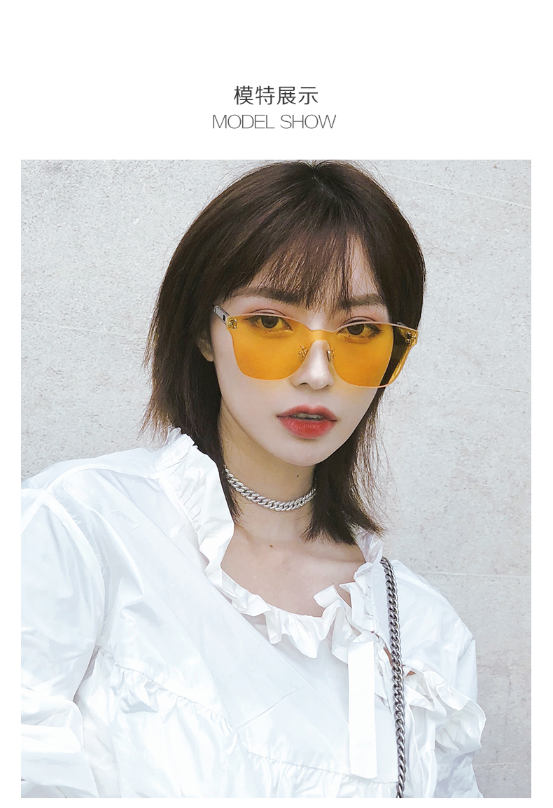 Kính râm GIMMAX Qing Mo màu vàng xanh xám đỏ thời trang Hàn Quốc kính râm chống tia cực tím hipster tròng kính cận