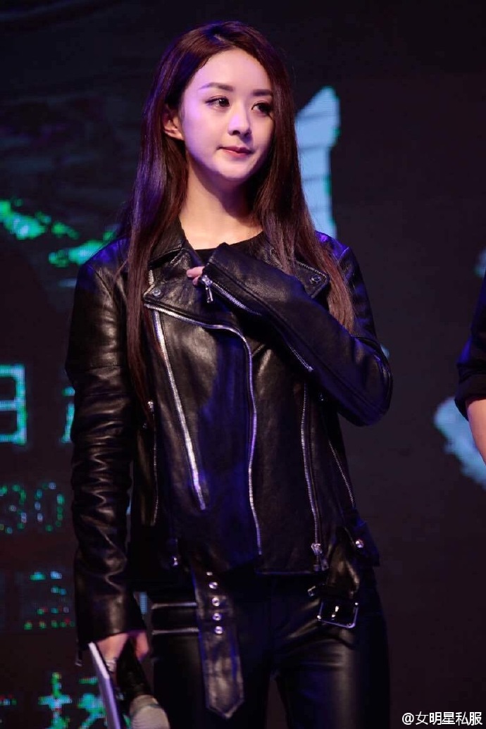 Thu Đông 2018 sao mới Zhao Liying cùng quần áo xe máy Pu da nữ ngắn ve áo khoác nhỏ ao da