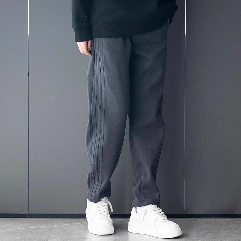 Mj&Tb Heavyweight Casual Pants for Men, Spring, Autumn and Winter 2025 New Model, Scimitar Pants with Fleece, Straight Loose Pants for Men