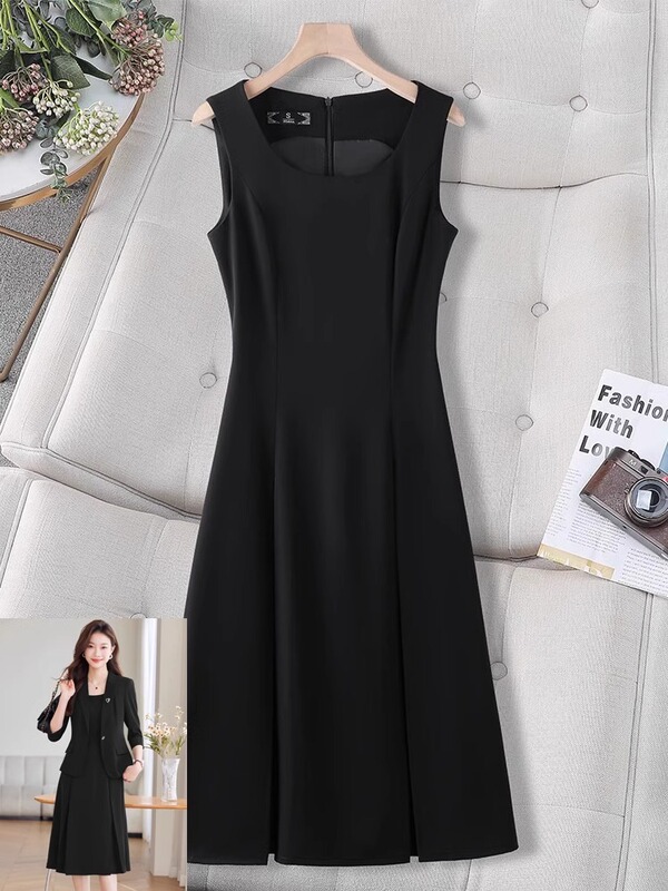 Black Sleeveless Dress for Women, 2026 Summer New Style, High-End Elegant Petite Suit Inner Layer Tank Dress