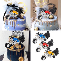 Fathers Day male male boy cool back force motorcycle motorcycle motorcycle birthday cake decoration decoration model toy