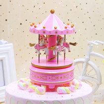 Bake birthday cake decoration ornaments carousel music box childrens gift party clockwork music box accessories
