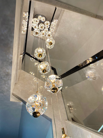Modern Duplex Staircase Loft Luxury Crystal Ball Chandelier Apartment Open-Air Spiral Staircase Villa Living Room Lamp