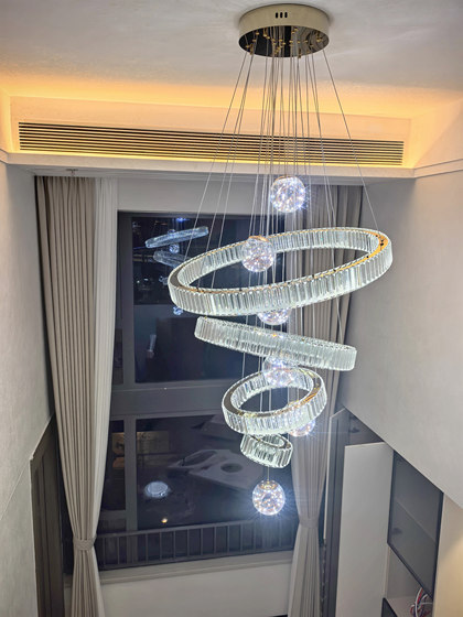 Villa Mezzanine Large Living Room Chandelier Duplex Staircase Loft Open-Air Crystal Chandelier High-End Luxury Lobby Light