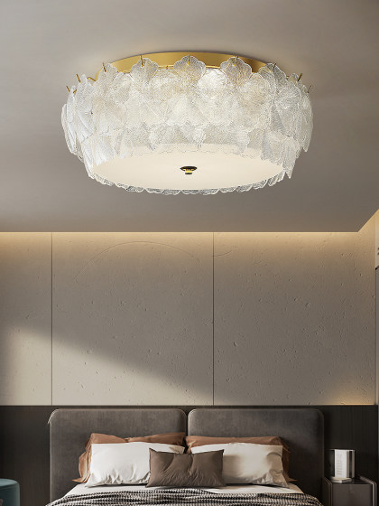 Bedroom Ceiling Lamp, Romantic French Light Luxury Glass Lamp, Creative Flower Master Bedroom Lamp, Dimming Smart Full Spectrum Eye Protection