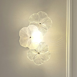 Bedside Wall Lamp, Light Luxury Bedroom Lamp, French-Style Living Room Background Wall Atmosphere Lamp, Creative Room Master Bedroom Wall-Mounted Lamp, Flower Design