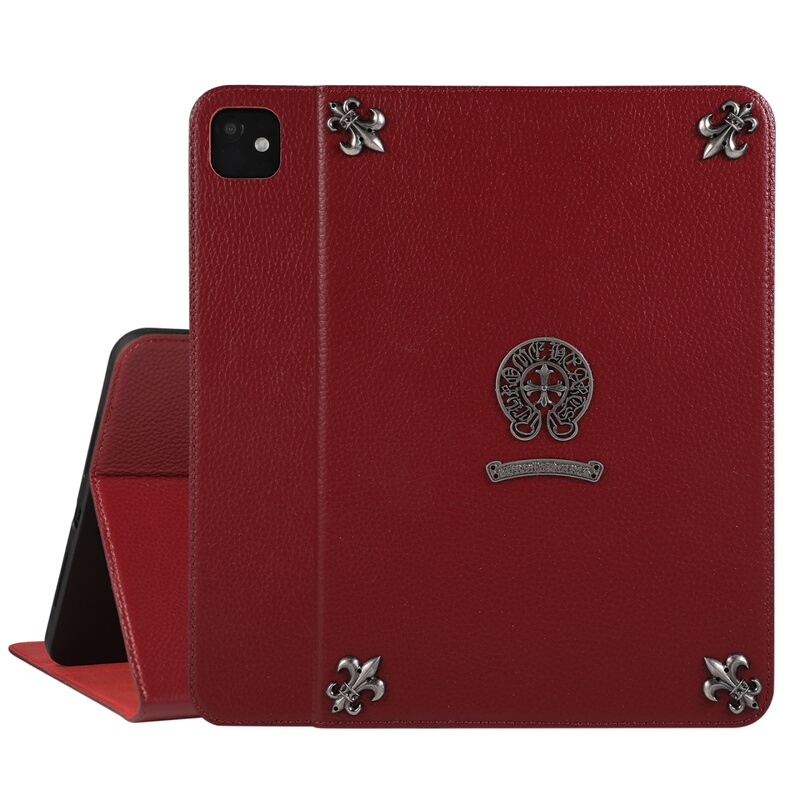 High-End Trendy Brand First-Layer Pebbled Leather Case Suitable for Apple iPad Air 11inch Mini 6 Mini 7, Anti-Drop with Sleep Function, 2026 Model, 13 Pro, Rotatable 12.9 Protective Leather Case with Pen Slot