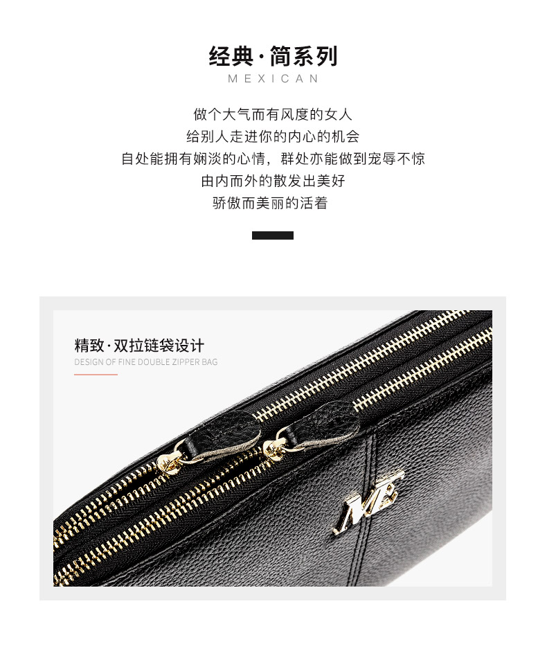 稻草人 头层牛皮 女士单肩斜挎包 图5
