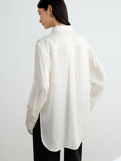 Disennis Satin-Acetat-Hemd 2025 Frühling und Herbst neues Pendler-Schnür-Einreiher-Revers-Langarm-Oberteil für Damen