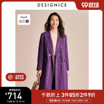 Disinese winter new double-sided wool coat womens long fashion Korean suit collar woolen coat