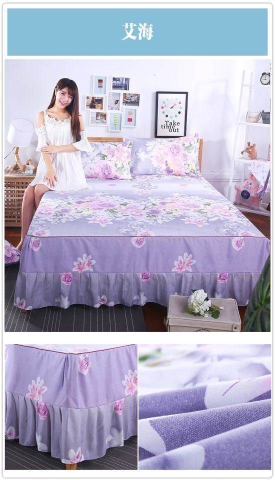 Váy ngủ một mảnh cotton chống trượt 100% cotton 1,5m1,8m trải giường đơn đôi 2x2,2 m trải giường 1,2 váy giường