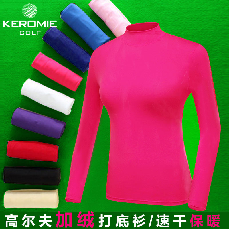 Golf clothes women's long-sleeved high-neck bottoming shirt slim breathable autumn and winter new thin fleece warm elastic - Taobao