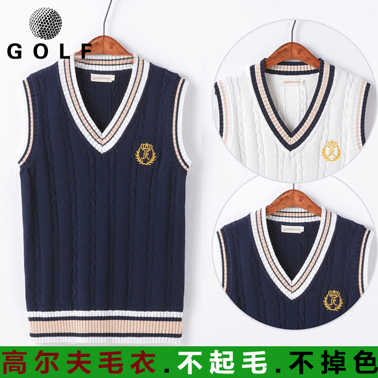  Golf Clothing Women's Vest Sweater Spring and Autumn Warm Slim Fit Unisex Knitted V-Neck Vest