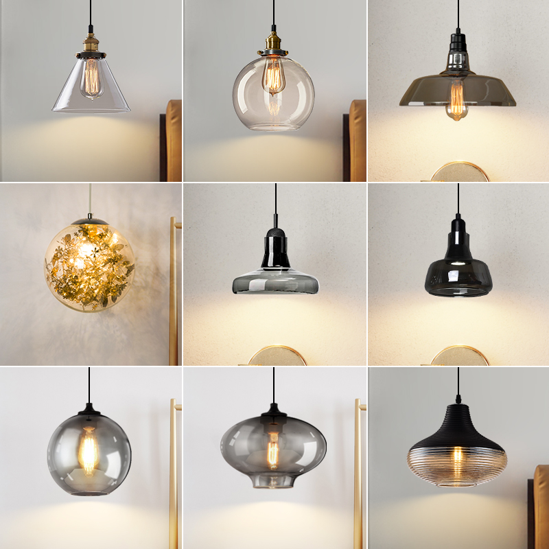 Nordic bedside chandeliers modern minimalist single-head glass chandeliers creative personality study bedroom bedside lamps