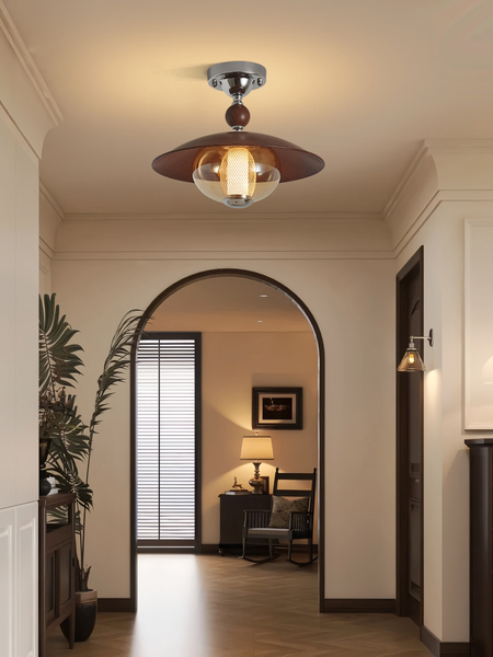 Aisle Light, Vintage New Style Creative Glass Ceiling Light, French Retro Entryway Corridor Balcony Lighting 668E