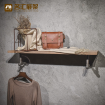 Vintage solid wood shelves Clothing store display shoe rack bag display rack Mens and womens clothing store boutique shelf shelf