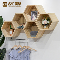 Womens wall hanging shoe rack Clothing store decoration rack Vintage hanger display rack On the wall side hanging shelf bag rack