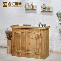 Loft display table Clothing coffee shop cashier bar American solid wood display cabinet Retro old front desk bar