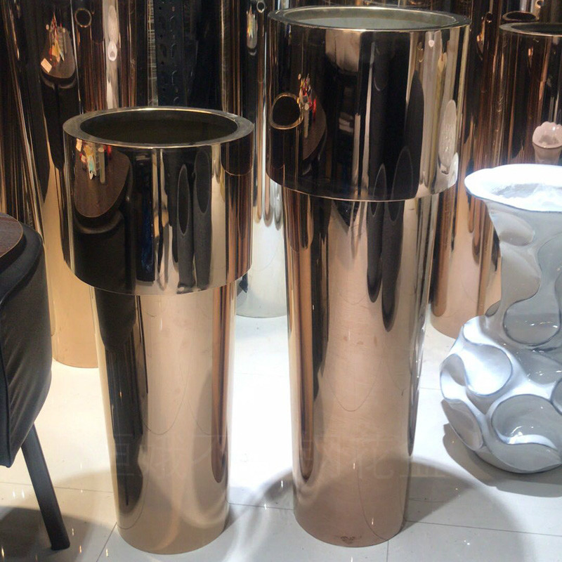 Stainless steel flower pot Flower pot Hotel shopping mall decoration torch flower pot Two sections to the flower pot High-end vase