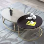 Tối giản hiện đại phong cách Bắc Âu bàn cà phê bằng thép không gỉ kết hợp bộ bàn ghế cao và thấp - Bàn trà bàn sofa gỗ tự nhiên