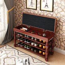 Modern sitting Easy multilayer shoe cabinet European-style solid wood containing shoe rack Home door Ideas light and luxurious shoe changing stool