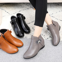 2021 Spring and Autumn Single Boots Womens Shoes Heels with Small Short Boots Leather Shoes Joker plus velvet cotton shoes Womens Boots