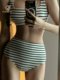 2025 New Popular Women's Swimsuit Summer Two-Piece High-Waisted Strap Striped Sexy Hot Girl Bikini Swimwear