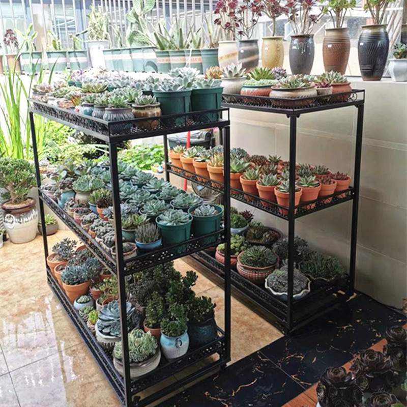 Balcony indoor courtyard multi-layer mobile with wheel multi-meat frame iron protection against rain and shade black plate