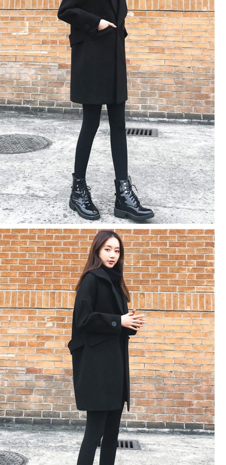 Áo khoác len màu đen 2019 mùa đông mới dành cho nữ phiên bản Hàn Quốc mỏng manh trong phần dài của chiếc áo khoác len nam nhỏ - Áo Hàn Quốc áo măng tô burberry nữ