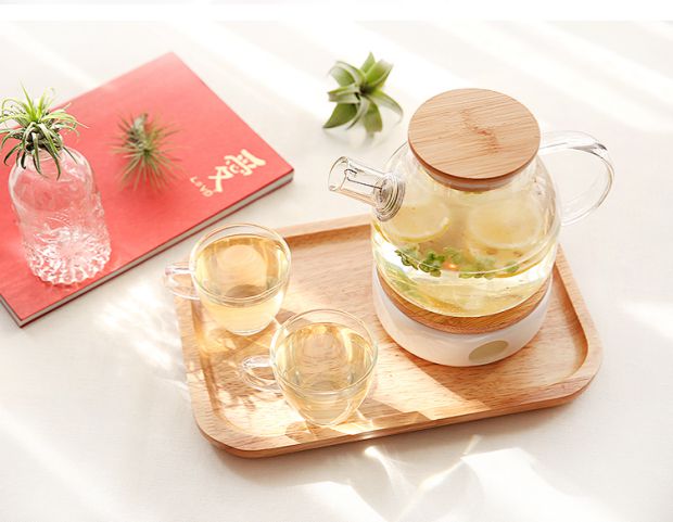 Bộ bàn trà gỗ sồi Nhật Bản Khay hình chữ nhật Tấm gỗ khay sáng tạo hộ gia đình đĩa gỗ phong thủy