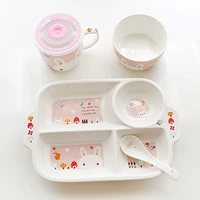 Bộ đồ ăn trẻ em ngăn bé phim hoạt hình tấm gốm tấm ăn nhẹ học sinh căng tin tấm ăn tấm tách tấm ăn sáng bát ăn cơm